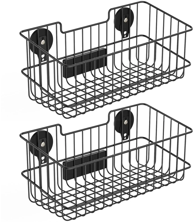 Alt view image 8 of 14 - Magnetic Baskets, Large Capacity Metal Wire Mesh Basket Holder Organizer for Sundry Tool Storage, Magnetic Shelf for Garage, Laundry, Kitchen, Workshop, Cabinet(2 Pack)