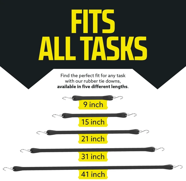 Alt view image 12 of 14 - Pack of 50 Tarp Straps for Flatbed Trailers, 9" Long Natural Rubber Bungee Cord Tie-Downs Ideal for Securing Tarps, Canvases, Cargo in Cold Climates | Tie-Downs w/ Metal S-Hooks
