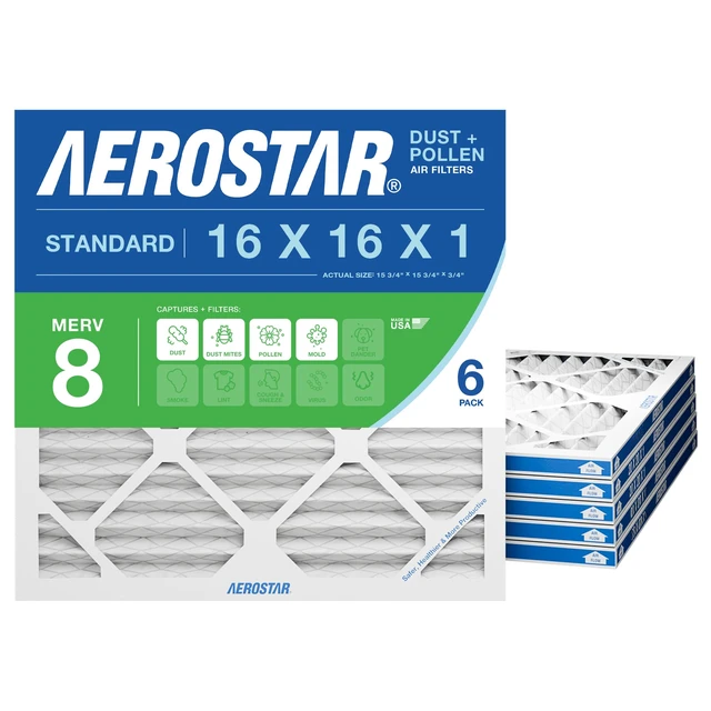 Alt view image 8 of 14 - Air Filter 16x16x1 MERV 8 AC Filter, HVAC, Furnace Filter, 6 Pack ACTUAL SIZE (15.75 x 15.75 x 0.75) AC Filter, HVAC, Furnace Filter Captures Dust, Lint & Pollen MERV 8 (MPR 600 / FPR 5)