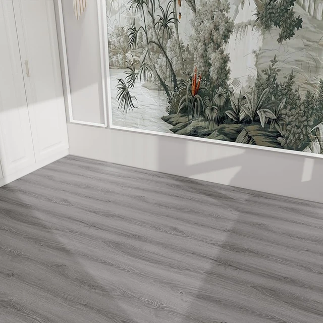 Alt view image 13 of 14 - Wood Grain Peel and Stick Floor Tiles, 11.8" W × 394" L, Soft Gray Soft woodlook finish, Nonslip texture, Long rolls reduce seams, Lowmaintenance surface, Budgetfriendly option, Waterproof