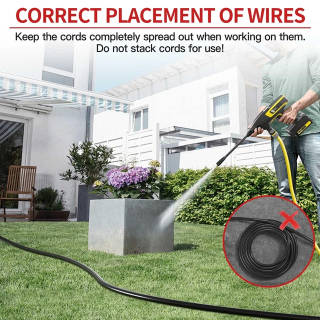 Alt view image 9 of 14 - 16/3 10A 125V 1250W 100 Ft Outdoor Extension Cord Waterproof, Weatherproof & Flame Retardant Black 3 Prong Power Cord Outside for Lawn & Garden, SJTW ETL Listed