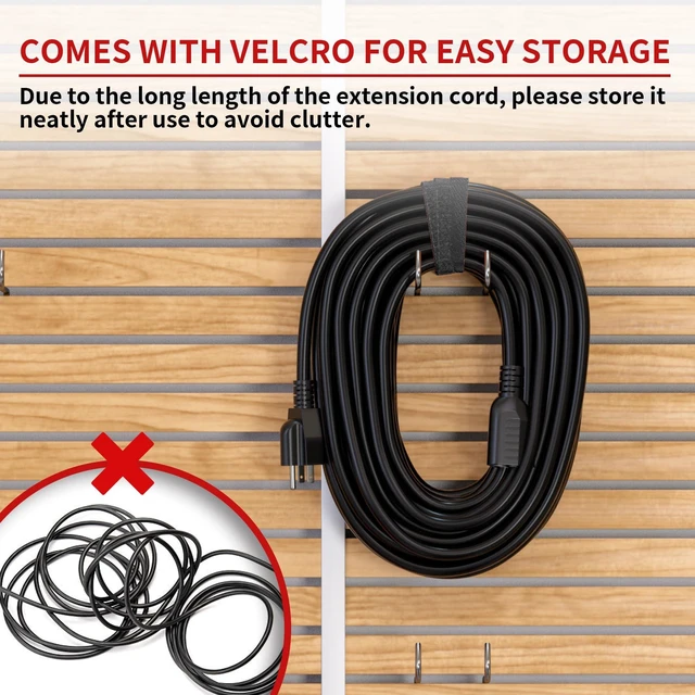 Alt view image 12 of 14 - 16/3 10A 125V 1250W 100 Ft Outdoor Extension Cord Waterproof, Weatherproof & Flame Retardant Black 3 Prong Power Cord Outside for Lawn & Garden, SJTW ETL Listed