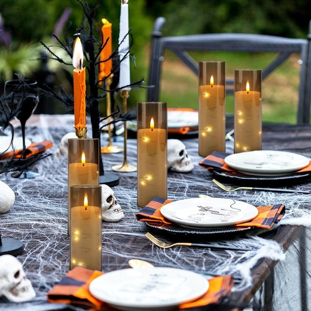Alt view image 10 of 14 - 24 Pack Halloween Decoration Flickering Flameless Candles, Battery Operated LED Candles for New Year, Home Decor, Parties, Wedding,Christmas(D2.2 x H 5" 6" 7") Grey