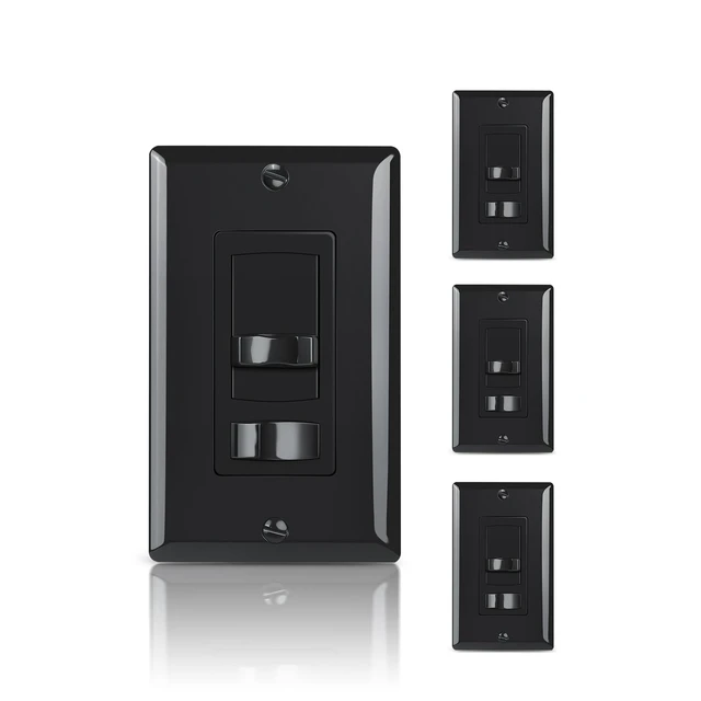 Alt view image 8 of 14 - Dimmer Light Switch, Single-Pole/3 Way Dimmer Switch, Black, 4 Pack Slide Dimmer Switches Compatible with 300W Dimmable LED/CFL or 600W INC/HAL Bulbs, No Neutral Wire Required, ETL & FCC Listed