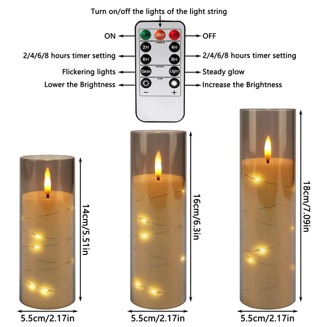 Alt view image 13 of 14 - 24 Pack Halloween Decoration Flickering Flameless Candles, Battery Operated LED Candles for New Year, Home Decor, Parties, Wedding,Christmas(D2.2 x H 5" 6" 7") Grey