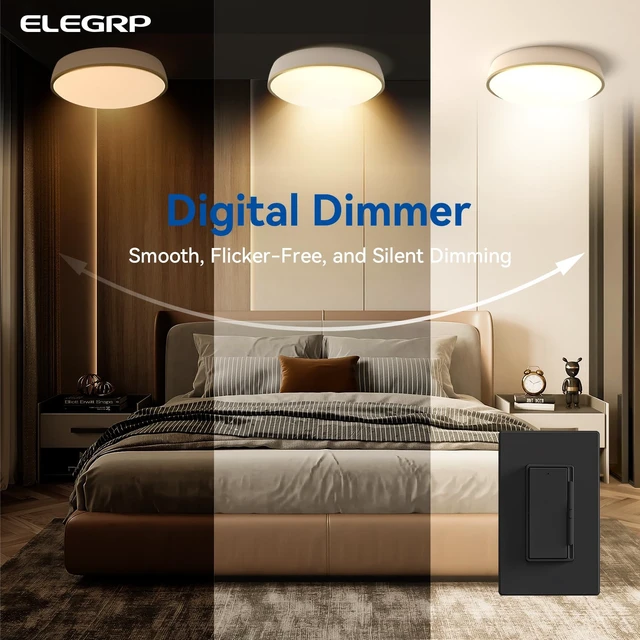 Alt view image 9 of 14 - Dimmer Light Switch for 300W Dimmable LED/CFL Lights and 600W INC/HAL Bulbs, Single Pole/3-Way LED Slide Dimmer Light Switch, Wall Plate Included, UL Listed, 5 Pack, Matte Black