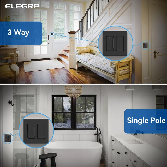 Alt view image 14 of 14 - Dimmer Light Switch for 300W Dimmable LED/CFL Lights and 600W INC/HAL Bulbs, Single Pole/3-Way LED Slide Dimmer Light Switch, Wall Plate Included, UL Listed, 5 Pack, Matte Black