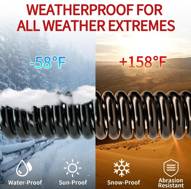 Alt view image 13 of 14 - 16/3 10A 125V 1250W 100 Ft Outdoor Extension Cord Waterproof, Weatherproof & Flame Retardant Black 3 Prong Power Cord Outside for Lawn & Garden, SJTW ETL Listed