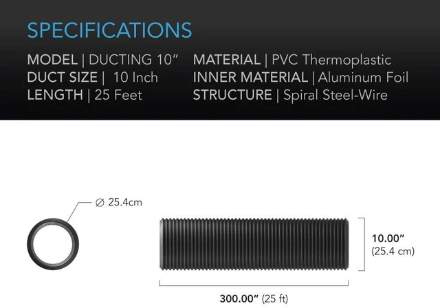 Alt view image 8 of 8 - Flexible 10-Inch Aluminum Ducting, 25-Feet Long Heavy-Duty 4-Layer Protection, Steel-Wire Spiral Structure, Flexible & Extendable, for Heating Cooling Ventilation & Exhaust