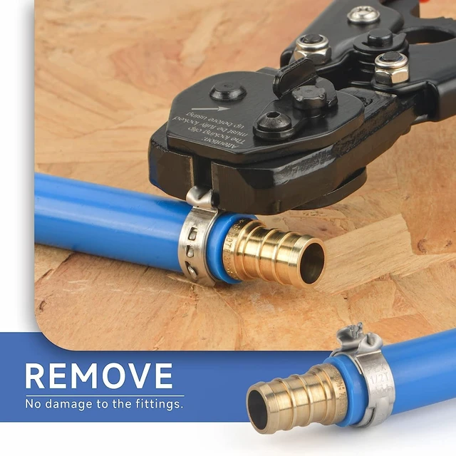 Alt view image 11 of 12 - PEX Crimping Tool Kit with Clamps, Cinch & Removal Tool for 3/8"-1" Kit includes 2-in-1 crimp & remove tool, pex pipe cutter, 20×1/2" & 10×3/4" pex clamps, ideal for plumbers