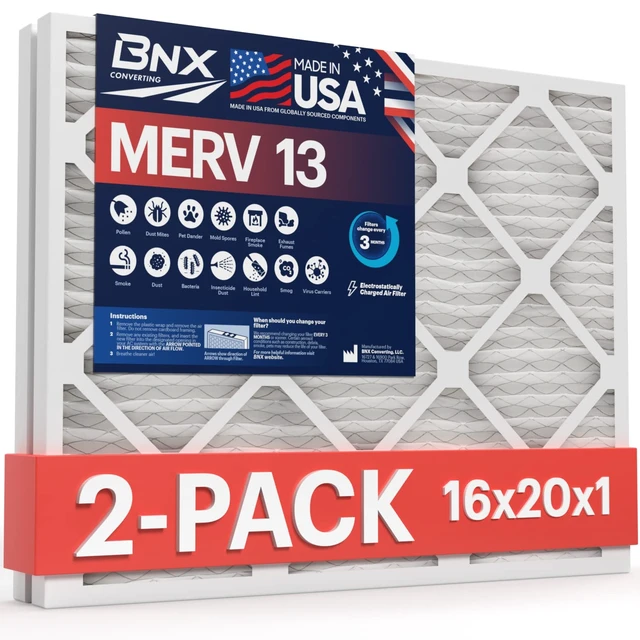 Alt view image 8 of 14 - TruFilter 16x20x1 Air Filter MERV 13 AC Filter, HVAC Furnace Filter, 2 Pack (ACTUAL SIZE 15.69"x19.69"x0.75") Allergies, Dust, Pet Dander & Smoke - MADE IN USA - MPR1500 / FPR 10