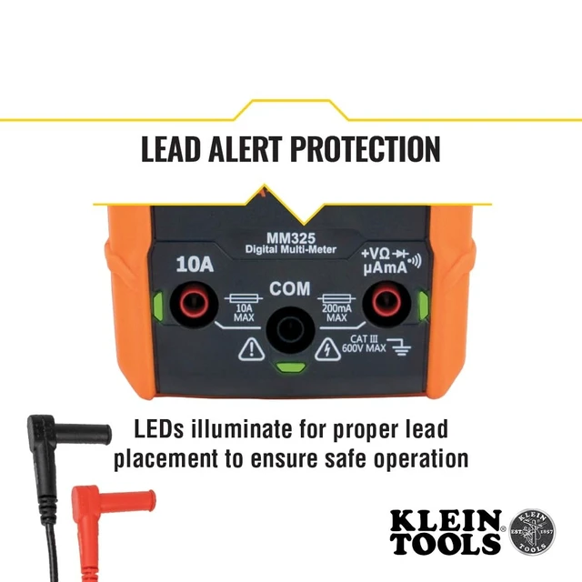Alt view image 12 of 14 - MM325 Multimeter, Digital Manual-Ranging 600V AC/DC Voltage Tester, Tests Batteries, Current, Resistance, Diodes, and Continuity