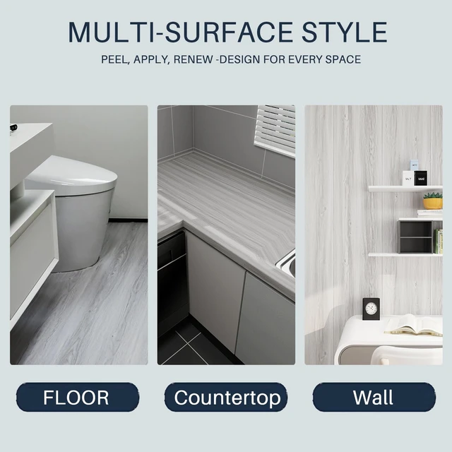 Alt view image 9 of 14 - Wood Grain Peel and Stick Floor Tiles, 11.8" W × 394" L, Light Color Cover 32.29 Sq.ft, Soft woodlook finish, Easy to cut, Nonslip texture, Helps protect floors, Removable, Waterproof