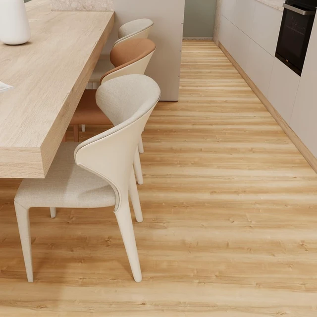 Alt view image 9 of 14 - Wood Grain Peel and Stick Floor Tiles, 11.8" W × 394" L, Natural Oak Soft woodlook finish, Nonslip texture, Long rolls reduce seams, Lowmaintenance surface, Budgetfriendly option