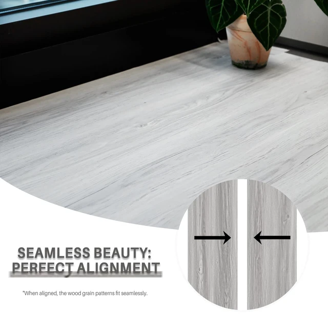 Alt view image 11 of 14 - Wood Grain Peel and Stick Floor Tiles, 11.8" W × 394" L, Light Color Cover 32.29 Sq.ft, Soft woodlook finish, Easy to cut, Nonslip texture, Helps protect floors, Removable, Waterproof