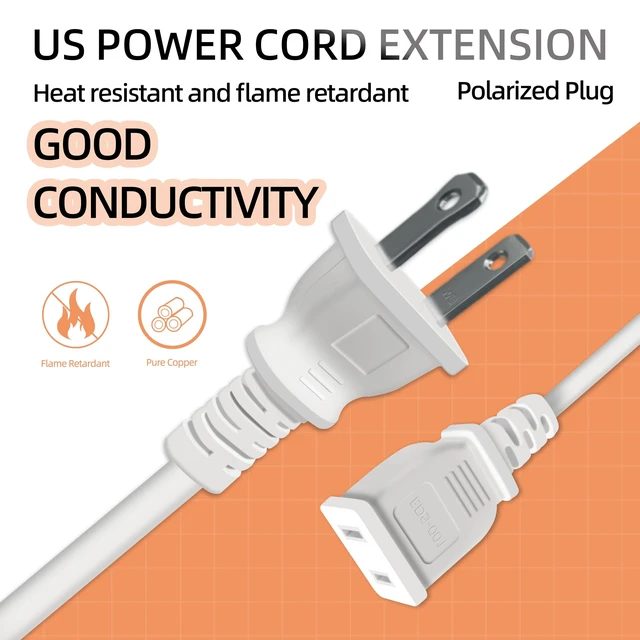 Alt view image 12 of 14 - Thin Extension Cords 15FT White 2 Prong 125V 10A ETL Listed (3 Pack) Indoor Use, Male to Female, For Christmas Lights, Halloween Decor, Lamps, Security Cameras, Small Appliance