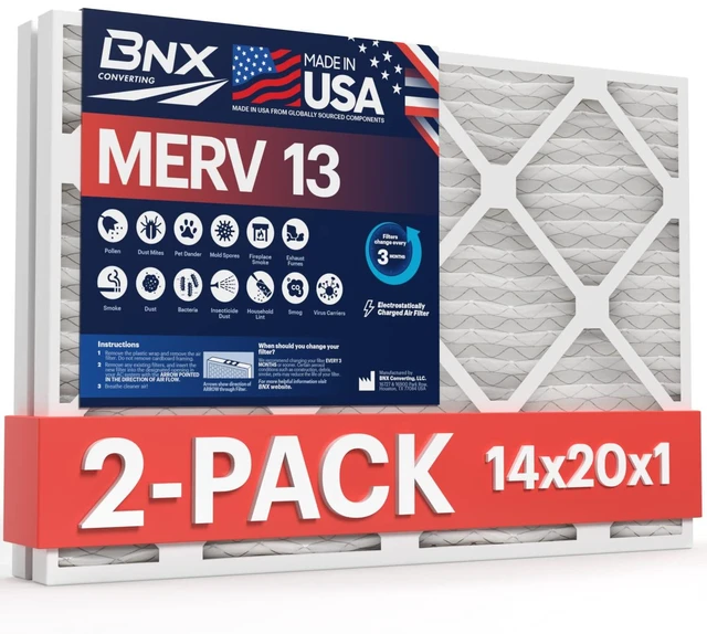 Alt view image 8 of 14 - TruFilter 14x20x1 Air Filter MERV 13 AC Filter, HVAC Furnace Filter, 2 Pack (ACTUAL SIZE 13.69"x19.69"x0.75") Allergies, Dust, Pet Dander & Smoke - MADE IN USA - MPR1500 / FPR 10