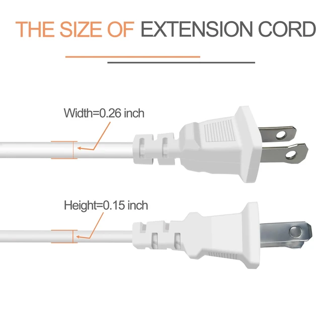 Alt view image 14 of 14 - Thin Extension Cords 15FT White 2 Prong 125V 10A ETL Listed (3 Pack) Indoor Use, Male to Female, For Christmas Lights, Halloween Decor, Lamps, Security Cameras, Small Appliance