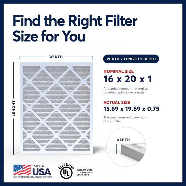 Alt view image 9 of 14 - TruFilter 16x20x1 Air Filter MERV 13 AC Filter, HVAC Furnace Filter, 2 Pack (ACTUAL SIZE 15.69"x19.69"x0.75") Allergies, Dust, Pet Dander & Smoke - MADE IN USA - MPR1500 / FPR 10