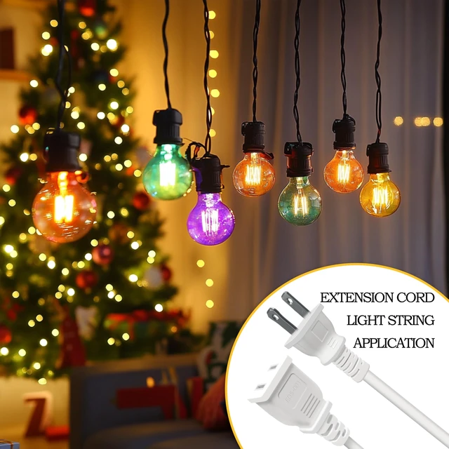 Alt view image 13 of 14 - Thin Extension Cords 15FT White 2 Prong 125V 10A ETL Listed (3 Pack) Indoor Use, Male to Female, For Christmas Lights, Halloween Decor, Lamps, Security Cameras, Small Appliance