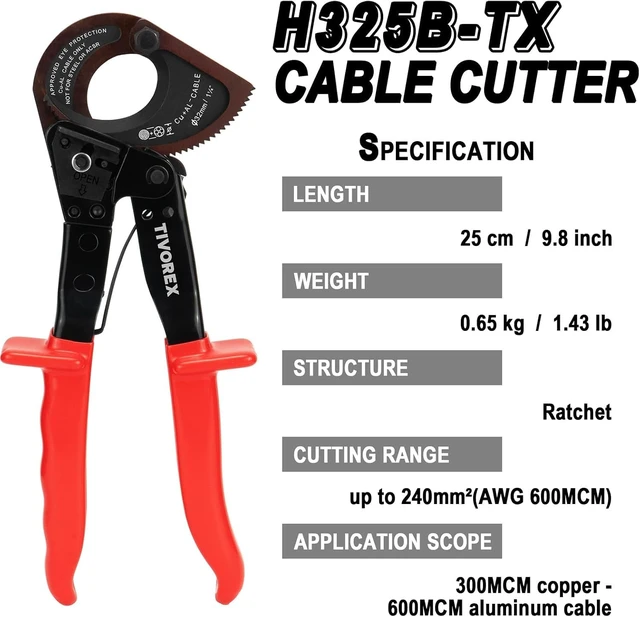 Alt view image 14 of 14 - Battery Cable Lug Crimping Tool for AWG 10-1/0 Electrical Lug with 2pcs Cable Cutter 64pcs Ring Terminals and 70pcs Heat Shrink Tubing