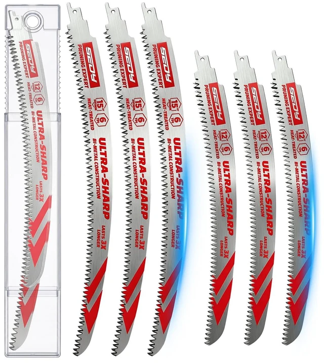 Alt view image 8 of 14 - 6-Piece Japanese Teeth Reciprocating Saw Blade Set, Arc Edge Wood Pruning Saw Blades, 6TPI for Tree Trimming, Wood Cutting, 12 Inch and 15 Inch