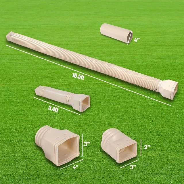 Alt view image 12 of 12 - 16.5ft Long Gutter Downspout Extensions Flexible, 4" Diameter Drain Downspout Extender, Down Spout Drain Extender for Rainwater Drainage, Extendable from 3.4ft to 16.5ft(1Pack Limestone)