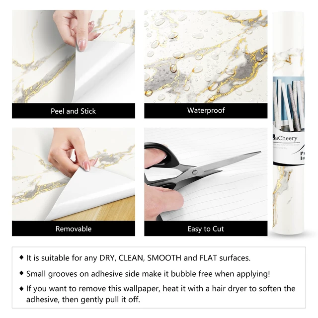 Alt view image 14 of 14 - Kitchen Counter Top Peel and Stick Waterproof 24 x 317 Inch Thick White Marble Contact Paper Peel and Stick Marble Countertop Wallpaper for Bathroom Countertops Self Adhesive Vinyl Wrap Roll