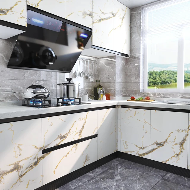 Alt view image 13 of 14 - Kitchen Counter Top Peel and Stick Waterproof 24 x 317 Inch Thick White Marble Contact Paper Peel and Stick Marble Countertop Wallpaper for Bathroom Countertops Self Adhesive Vinyl Wrap Roll