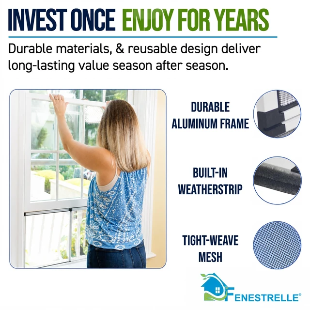 Alt view image 9 of 14 - Expandable Window Screen, 10 H × 1936 W Horizontal, 2-Pack 2Way Adjustable Window Screen, Flame Resistant Fiberglass Mesh, Durable Aluminum Frame with Built-In Weatherstrip
