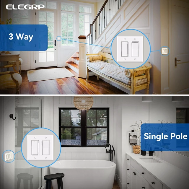 Alt view image 7 of 8 - Digital Dimmer Light Switch for 300W Dimmable LED/CFL Lights and 600W Incandescent/Halogen, Single Pole/3-Way LED Slide Dimmer Light Switch, Wall Plate Included, UL Listed, 3 Pack, Matte White