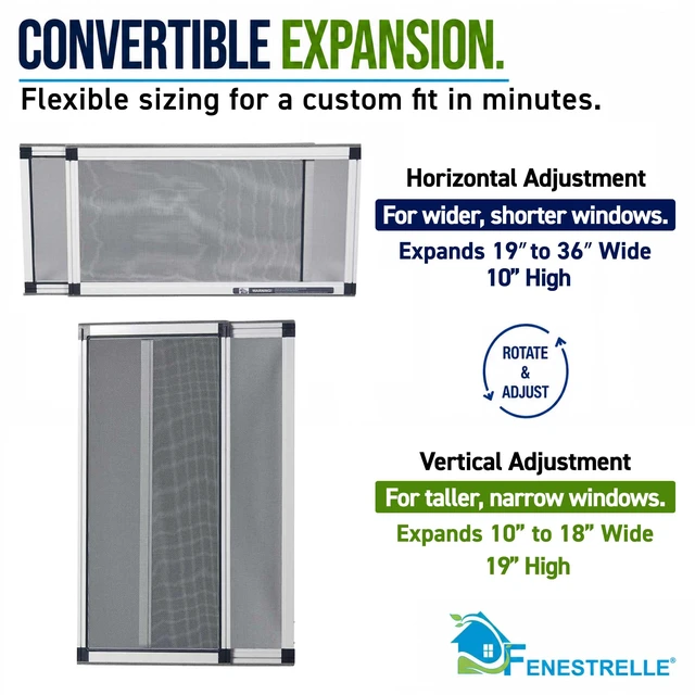 Alt view image 10 of 14 - Expandable Window Screen, 10 H × 1936 W Horizontal, 2-Pack 2Way Adjustable Window Screen, Flame Resistant Fiberglass Mesh, Durable Aluminum Frame with Built-In Weatherstrip