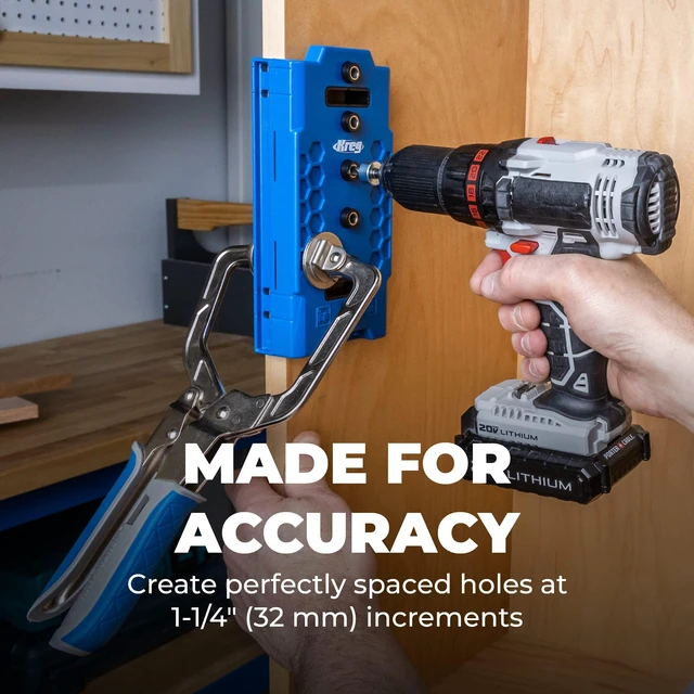 Alt view image 13 of 14 - Shelf Pin Jig 1/4 Inch, Cabinet Shelf Drilling Jig, KMA3225 Cabinet Hole Drilling Guide, Edge Aligned Precision, Adjustable Tool
