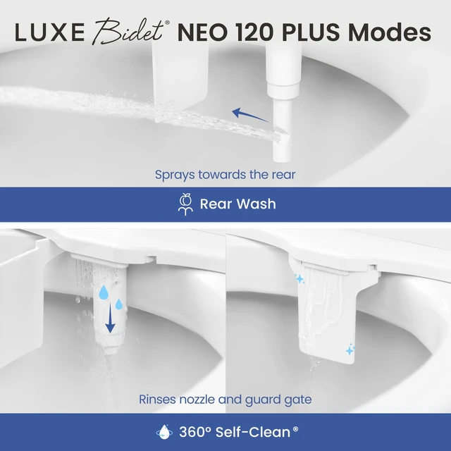Alt view image 9 of 14 - NEO 120 PLUS - Patented Non-Electric Bidet Attachment, White Non-Electric, Single Nozzle, Slide-In Install, 360° Self-Clean, EZ-Lift to Clean, Rear Wash