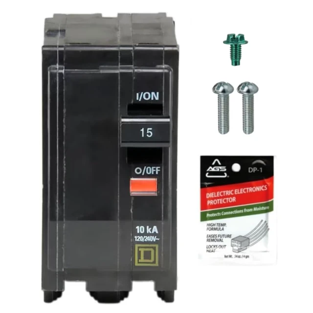 Alt view image 8 of 14 - Genuine Square D QO215 15 Amp Double Pole Circuit Breaker Kit UL Listed, Plug-On Replacement for QO Load Center Panel Box, 15A, 120/240V, 10kAIC, 15Amp, 2 Pole QO Circuit Breaker, 1 Pack