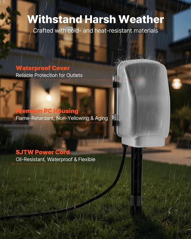 Alt view image 13 of 14 - Outdoor Power Stake Timer, 25FT Extension Cord, Remote Control Outdoor Power Strip with Cover, Dusk to Dawn Light Timer Waterproof, 6 Outlets for Halloween Christmas Lights, Garden Decorations