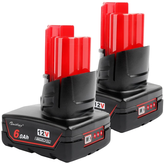 Alt view image 8 of 14 - 2 Pack 12V 6A Replacement Battery Compatible with Milwaukee 12V Power Tools (Not Made in Milwaukee)