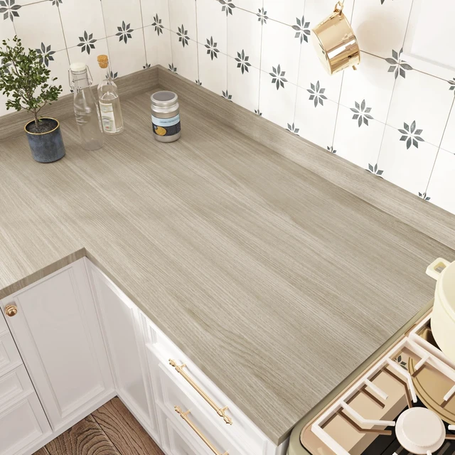 Alt view image 8 of 14 - 24" x 394" Large Wood Contact Paper for Countertops Waterproof Neutral Wood Wallpaper Peel and Stick Kitchen Countertop Contact Paper Self Adhesive Wooden Vinyl Wrap for Tables Cabinets Walls