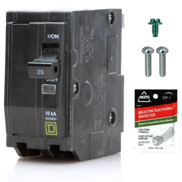 Alt view image 8 of 14 - Genuine Square D QO220 20 Amp Double Pole Circuit Breaker Kit UL Listed, Plug-On Replacement for QO Load Center Panel Box, 20A, 120/240V, 10kAIC, 20Amp, 2 Pole QO Circuit Breaker, 1 Pack