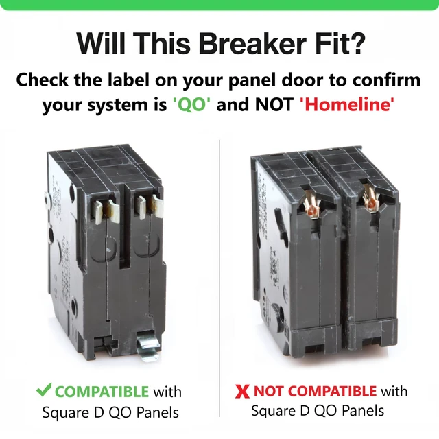 Alt view image 12 of 14 - Genuine Square D QO220 20 Amp Double Pole Circuit Breaker Kit UL Listed, Plug-On Replacement for QO Load Center Panel Box, 20A, 120/240V, 10kAIC, 20Amp, 2 Pole QO Circuit Breaker, 1 Pack