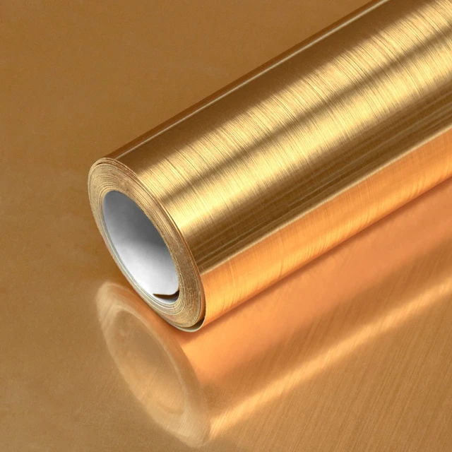Alt view image 8 of 14 - Stainless Steel Contact Paper Peel and Stick Gold 17.7×512 Stainless Steel Wallpaper for Metallic Chrome Appliances Fridge Vinyl Wrap Self Adhesive Wallpaper Kitchen Dishwasher Cover