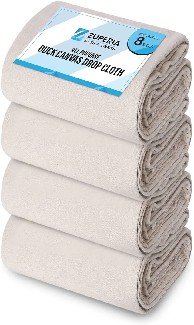 Alt view image 8 of 14 - Canvas Drop Cloth for Painting (Size 6'x9' Feet Pack of 4) Painters Drop Cloth for Painting, Furniture & Floor Protection All Purpose Thick Canvas tarp with Double Stitched Edges