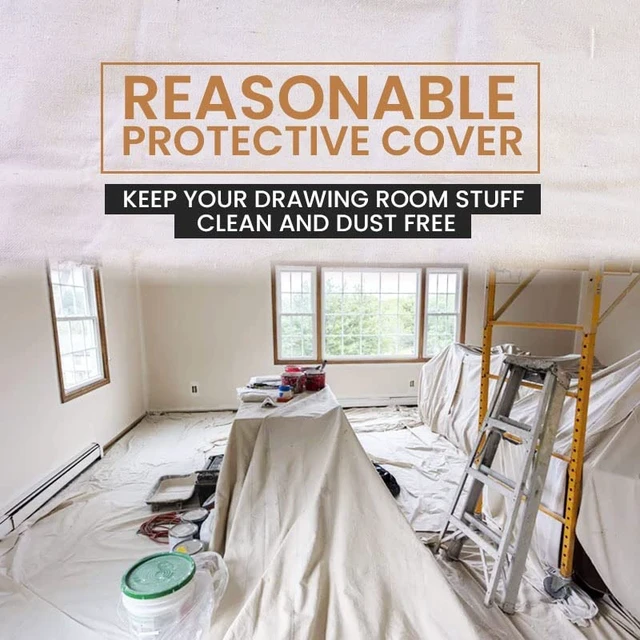 Alt view image 14 of 14 - Canvas Drop Cloth for Painting (Size 6'x9' Feet Pack of 4) Painters Drop Cloth for Painting, Furniture & Floor Protection All Purpose Thick Canvas tarp with Double Stitched Edges
