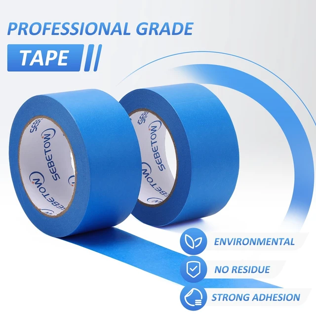Alt view image 9 of 14 - 10Rolls Painters Tape 2 inch Wide Bulk Blue Masking Tape for Painting 55yds UV Resistant Painters Tape for Home Projects Wall Trim Edge Indoor Outdoor No Residue Sharp Lines Wood Glass Metal 550 Yards