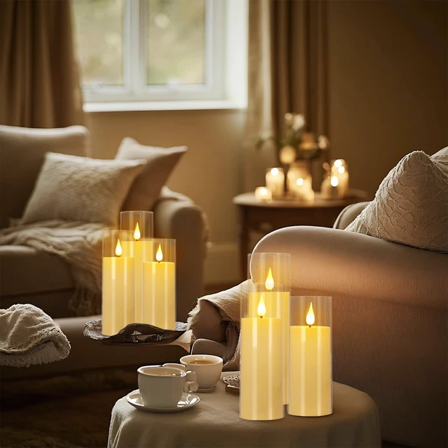 Alt view image 12 of 14 - Flickering Flameless Candles Battery Operated with Remote,Led Pillar Candles with Realistic Moving Wick Candles for Halloween,Christmas,Home Decor Pack of 24 (D2.2 xH 5" 6" 7")(Ivory)