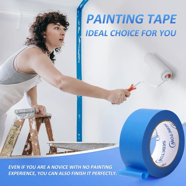 Alt view image 11 of 14 - 10Rolls Painters Tape 2 inch Wide Bulk Blue Masking Tape for Painting 55yds UV Resistant Painters Tape for Home Projects Wall Trim Edge Indoor Outdoor No Residue Sharp Lines Wood Glass Metal 550 Yards