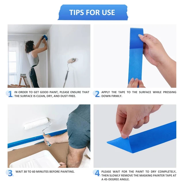Alt view image 14 of 14 - 10Rolls Painters Tape 2 inch Wide Bulk Blue Masking Tape for Painting 55yds UV Resistant Painters Tape for Home Projects Wall Trim Edge Indoor Outdoor No Residue Sharp Lines Wood Glass Metal 550 Yards