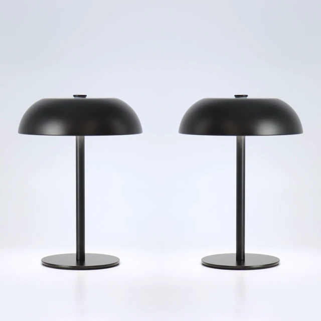 Alt view image 8 of 14 - 2 Pack Cordless Mushroom Table Lamp, Rechargeable, Dimmable 3 Color, Black Small, 8.46in, Portable, Easy to Assemble, Metal Structure, Rechargeable, Suitable for Bedroom, Café, and Bar Counter