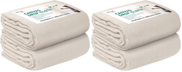 Alt view image 8 of 14 - Canvas Drop Cloth for Painting 9x6 feet Pack of 4-8oz Painters Drop Cloths for Painting - All Purpose Canvas Tarps for Floor & Furniture Protection - Recycled Cotton Fabric