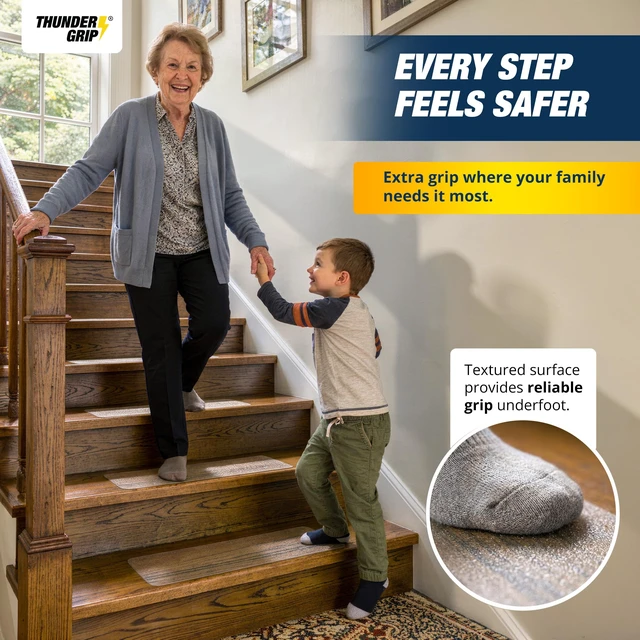 Alt view image 12 of 12 - Clear Stair Treads Non-Slip Indoor 24" x 4" 18-Pack - Stair Grips for Wood Anti Slip Adhesive Strips for Dogs & Elderly, Staircase Step Treads, Transparent Treads for Wood Stairs by